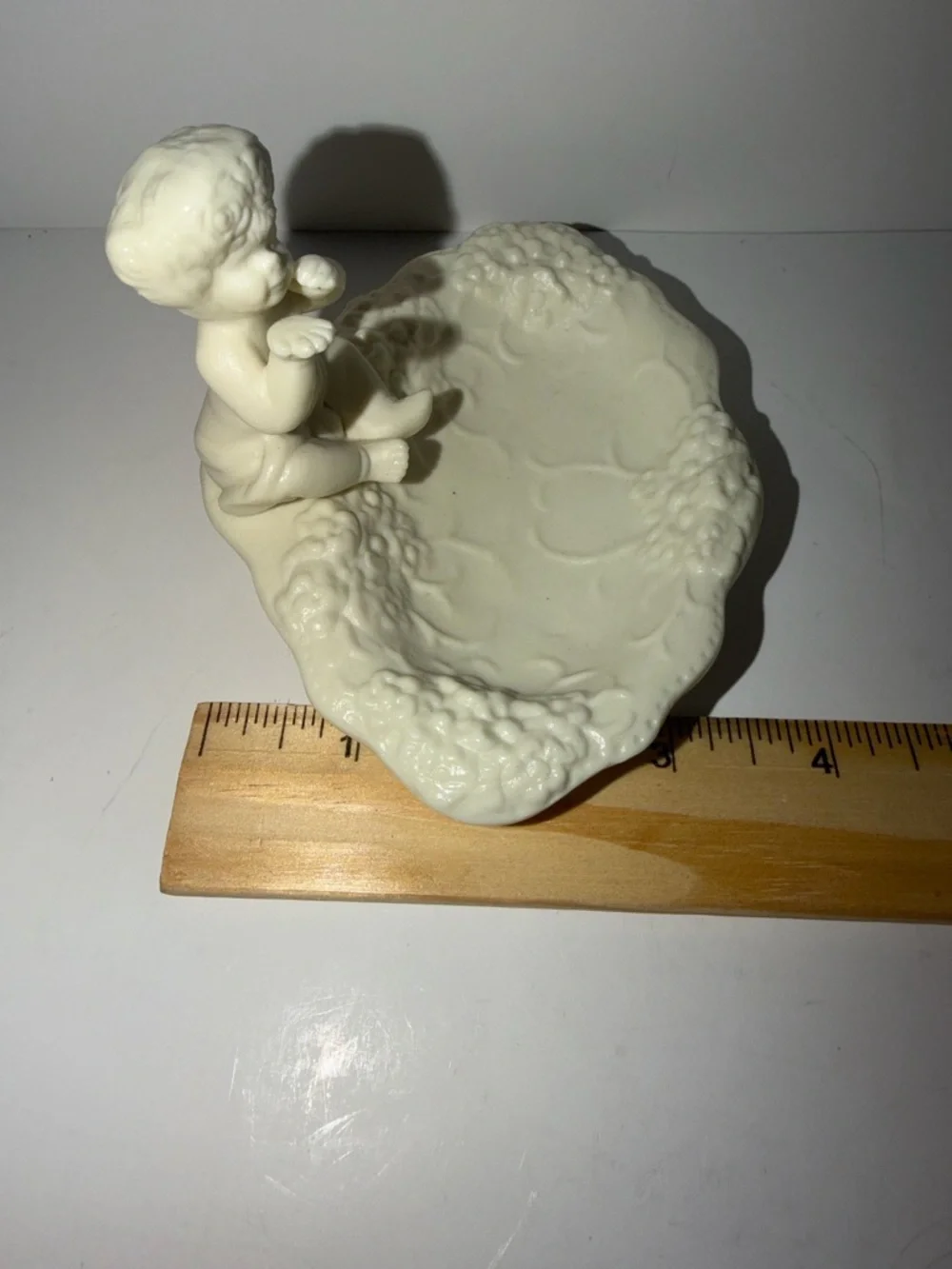 Vintage Matte Bisque Porcelain Cherub Soap Dish